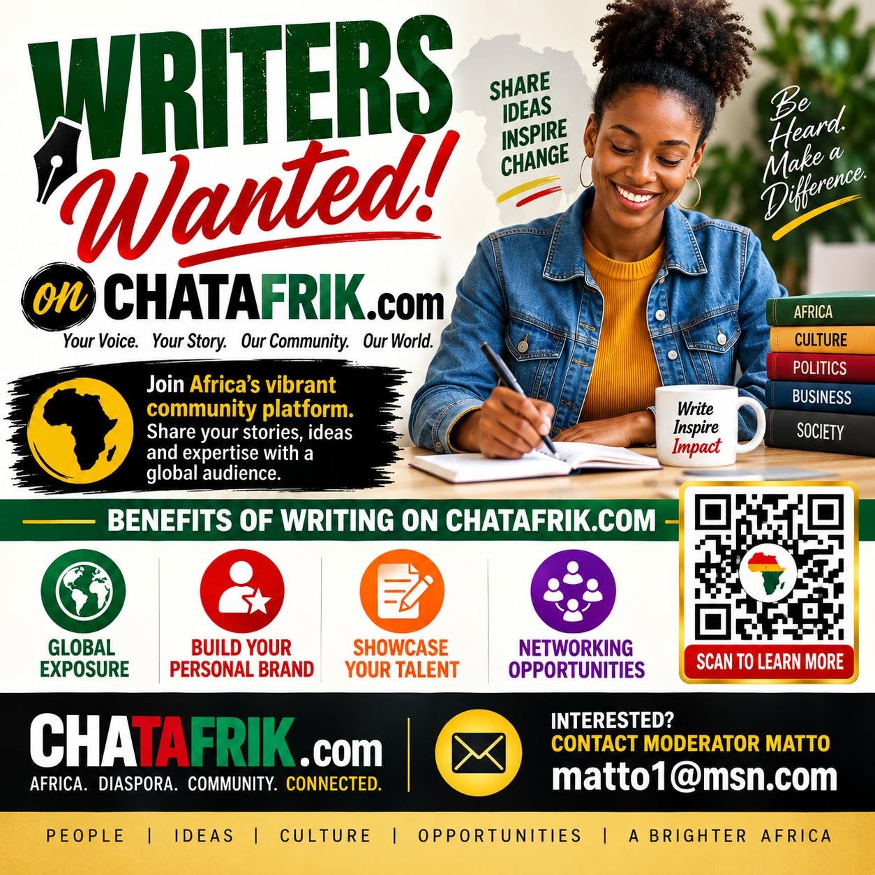 Chatafrik Writers Wanted Banner